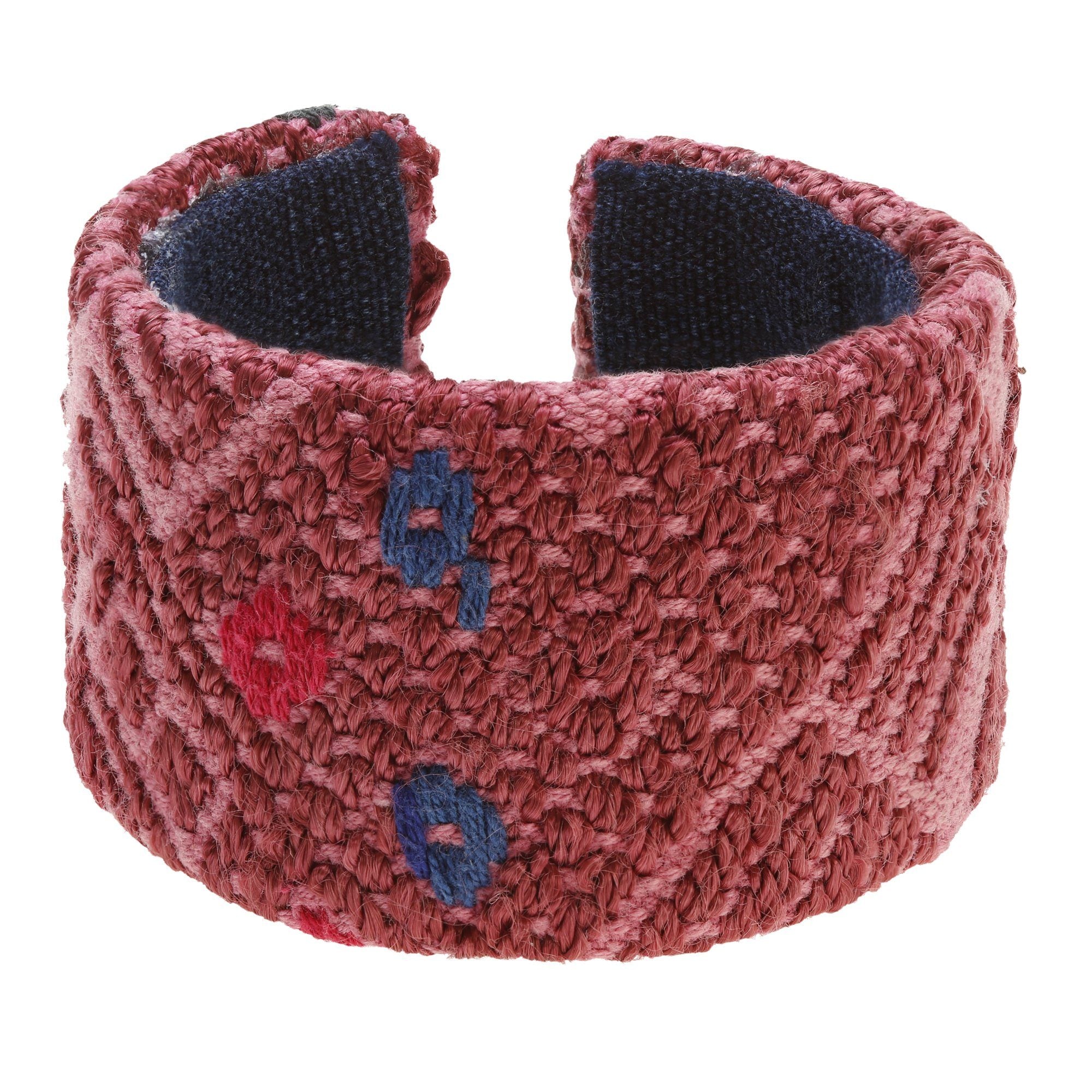 Upcycled Huipil Cuff - Raspberry