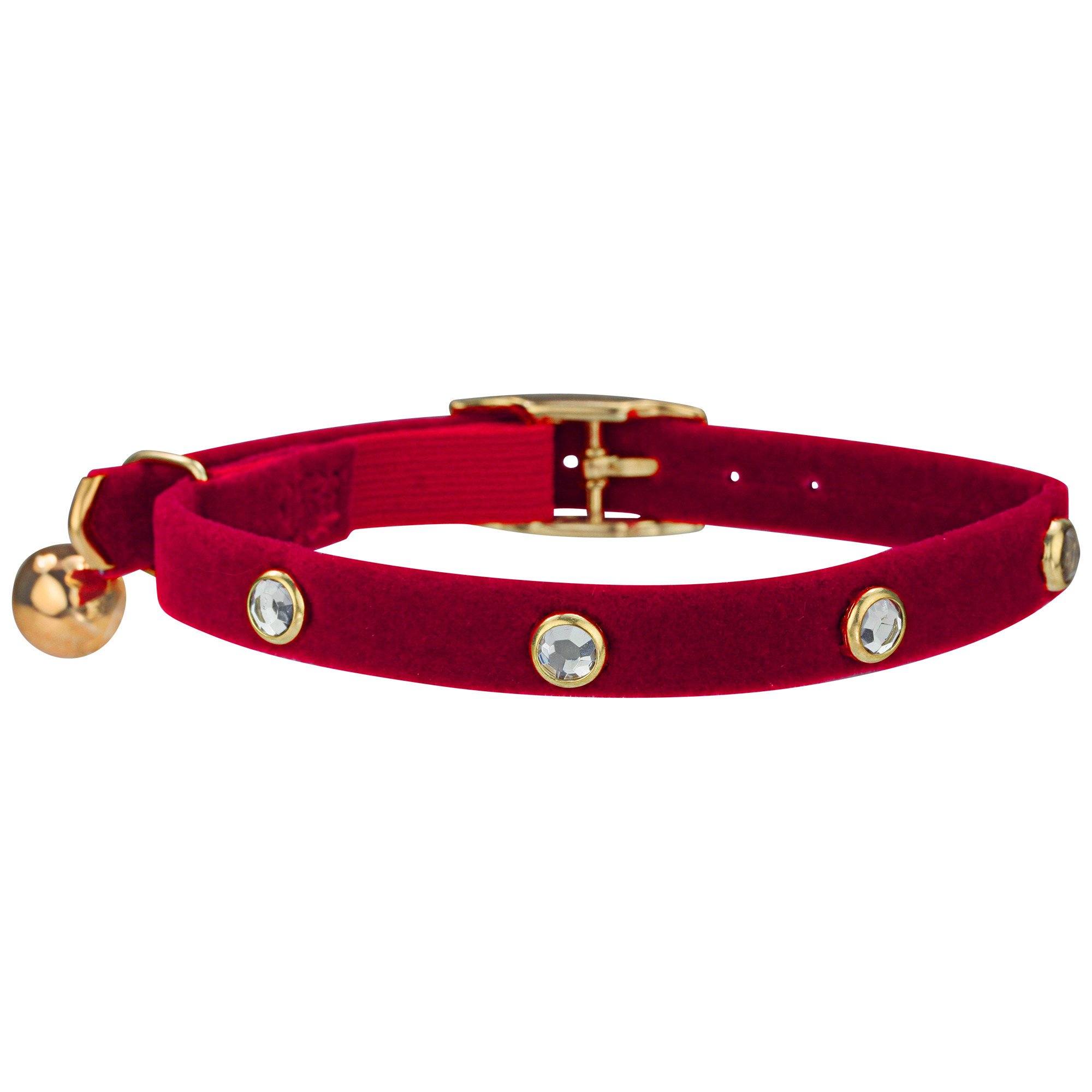 Velvet & Rhinestone Stretch Safety Cat Collar | The Animal ...