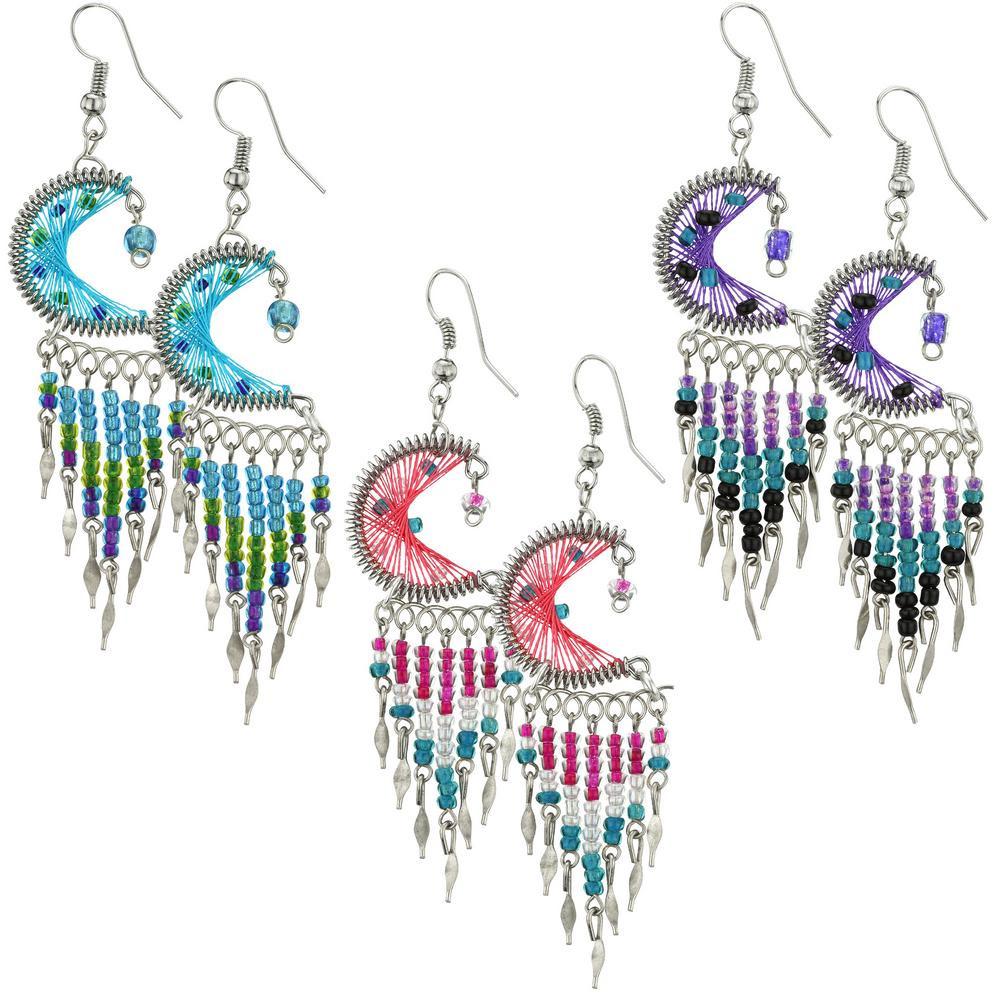 Wish Upon A Star Peruvian Thread Earrings - Pink