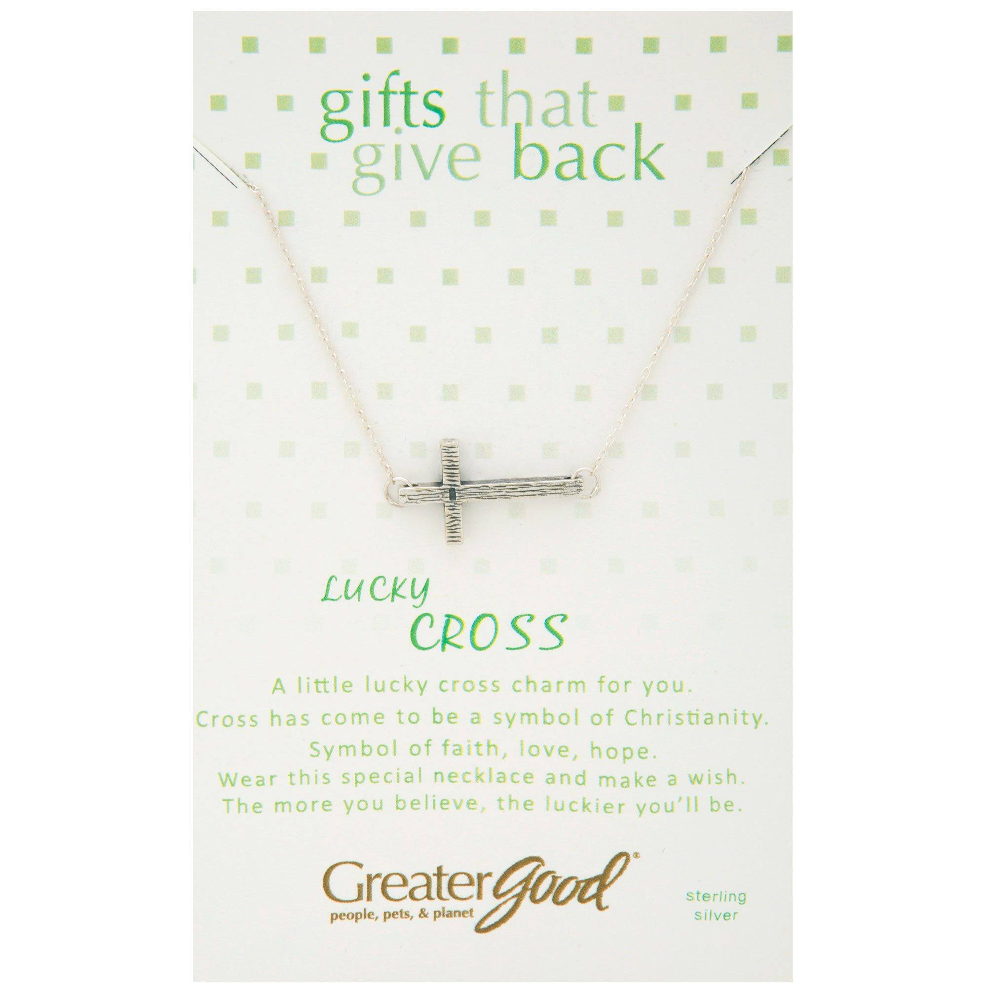 Wish You Well Cross Sterling Necklace - Horizontal