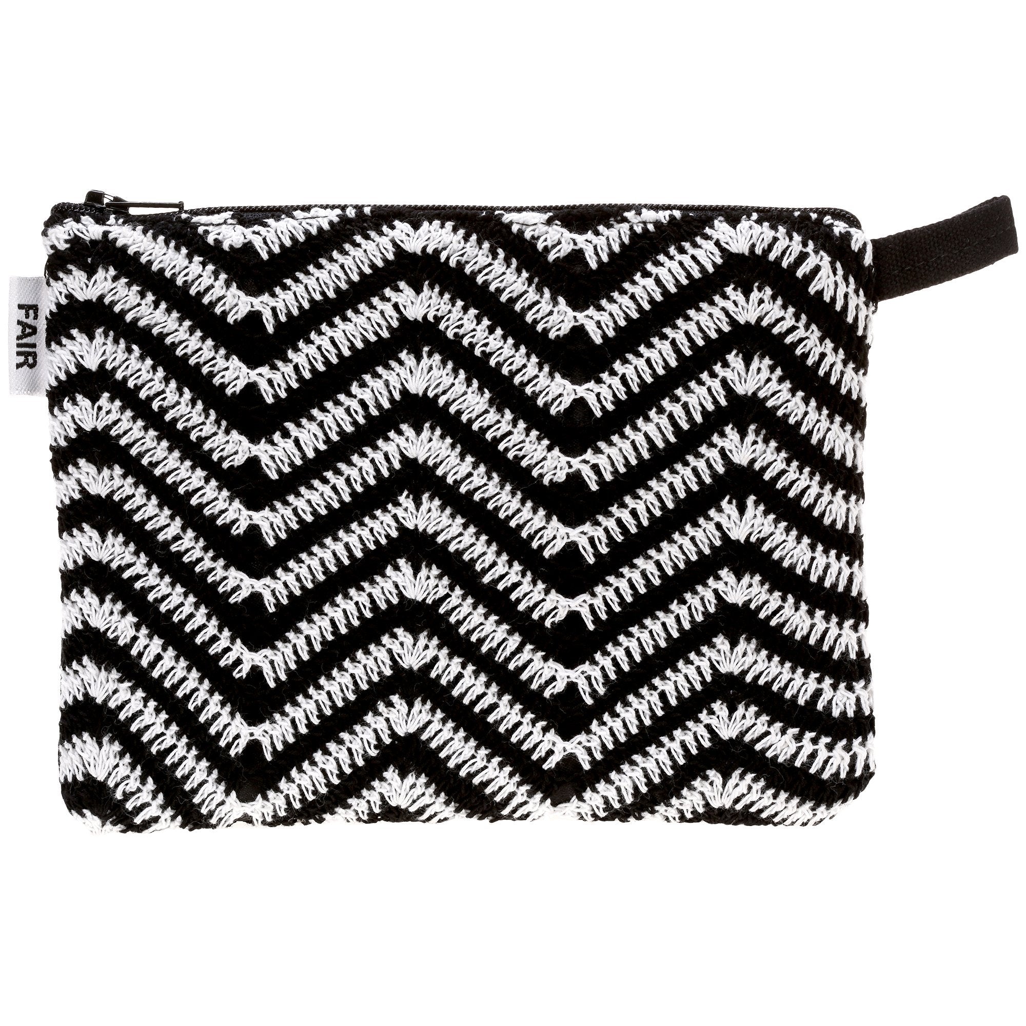 Zig Zag Crochet Pouch - Black & White