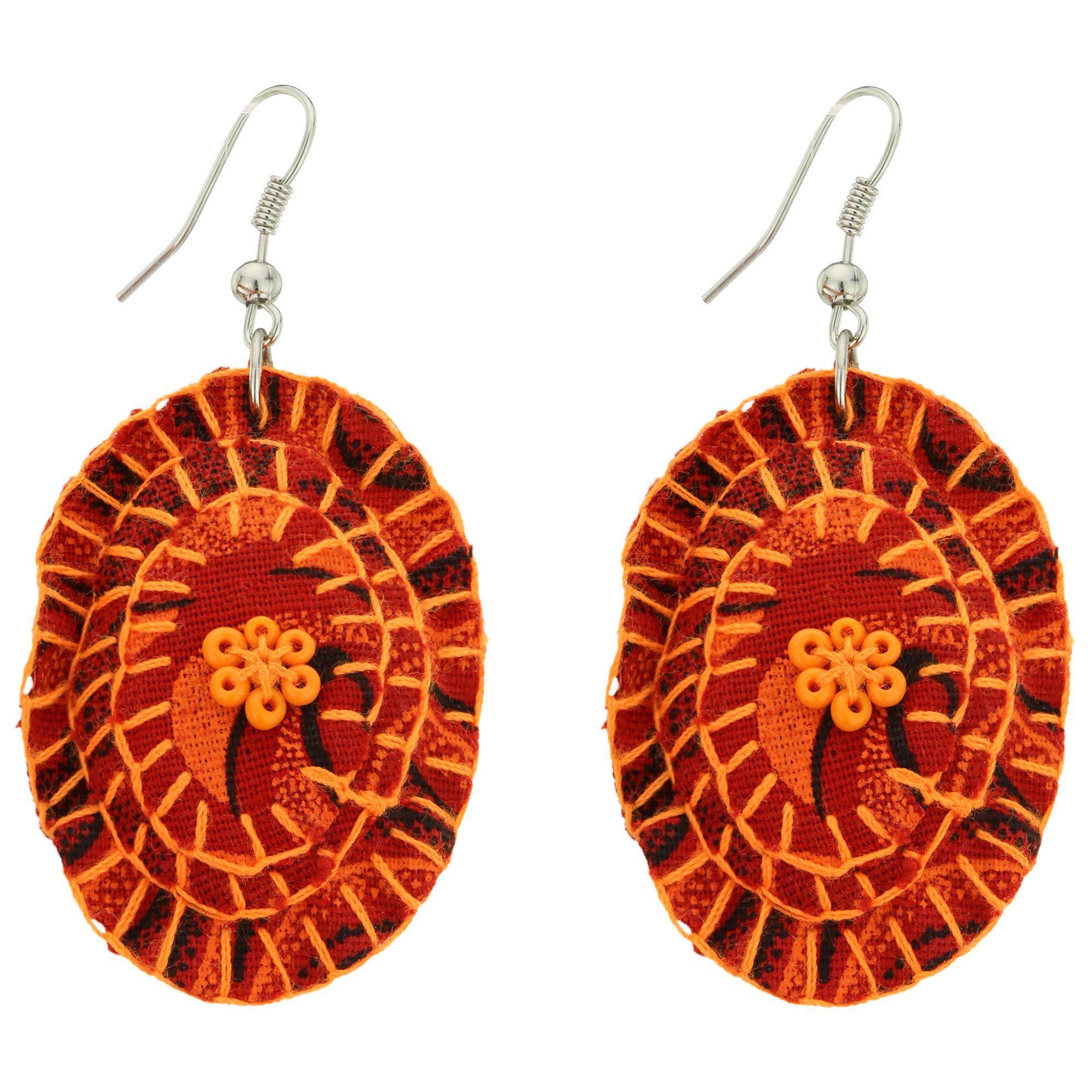 Zimele ShweShwe Earrings - Red/Orange