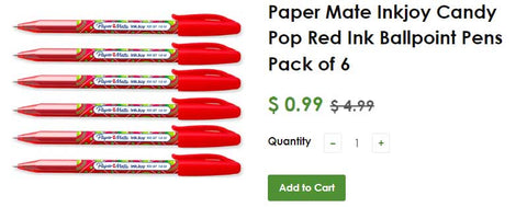 Papermate Red Ink Ballpoint Pens Pack of 6