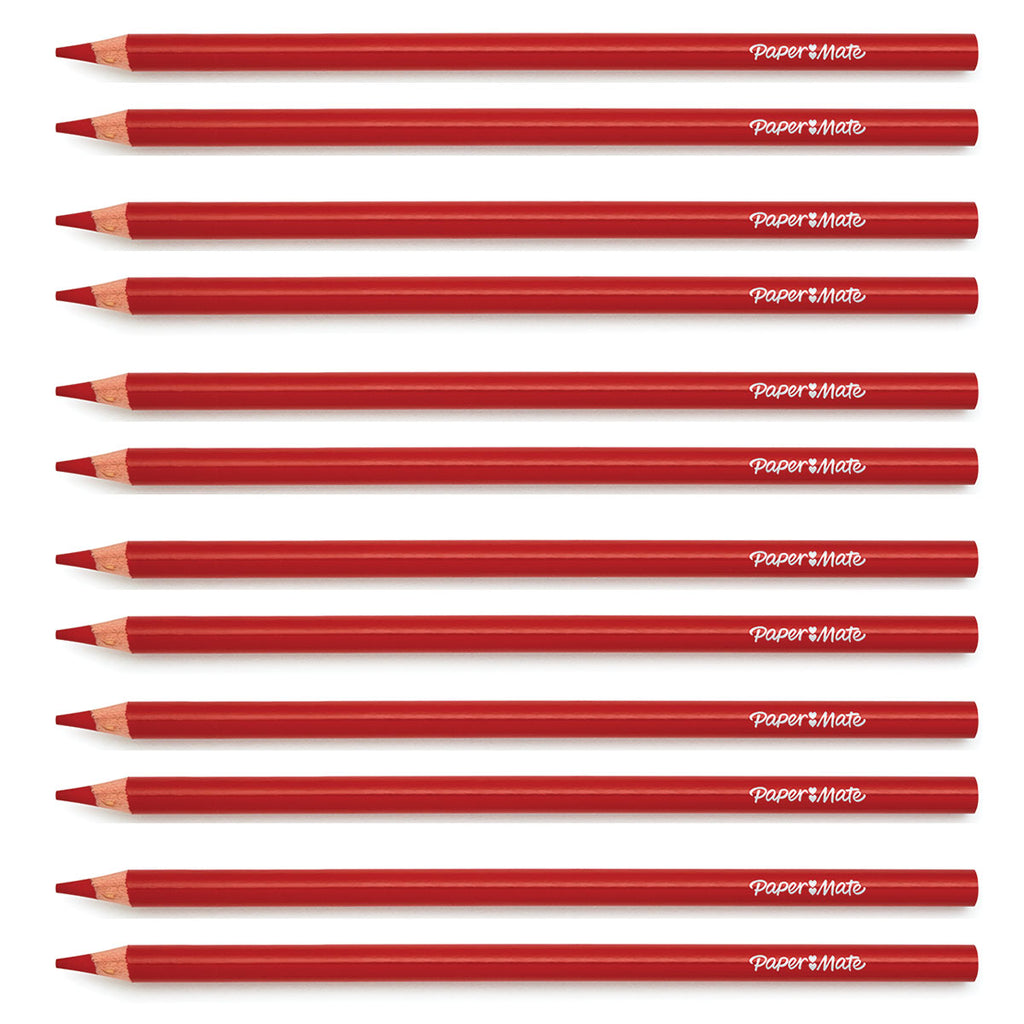 Download Paper Mate Colored Pencils Red Pack of 12 (Writes Red)
