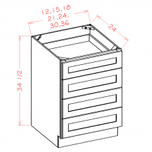 Shaker Cinder - Four Drawer Base