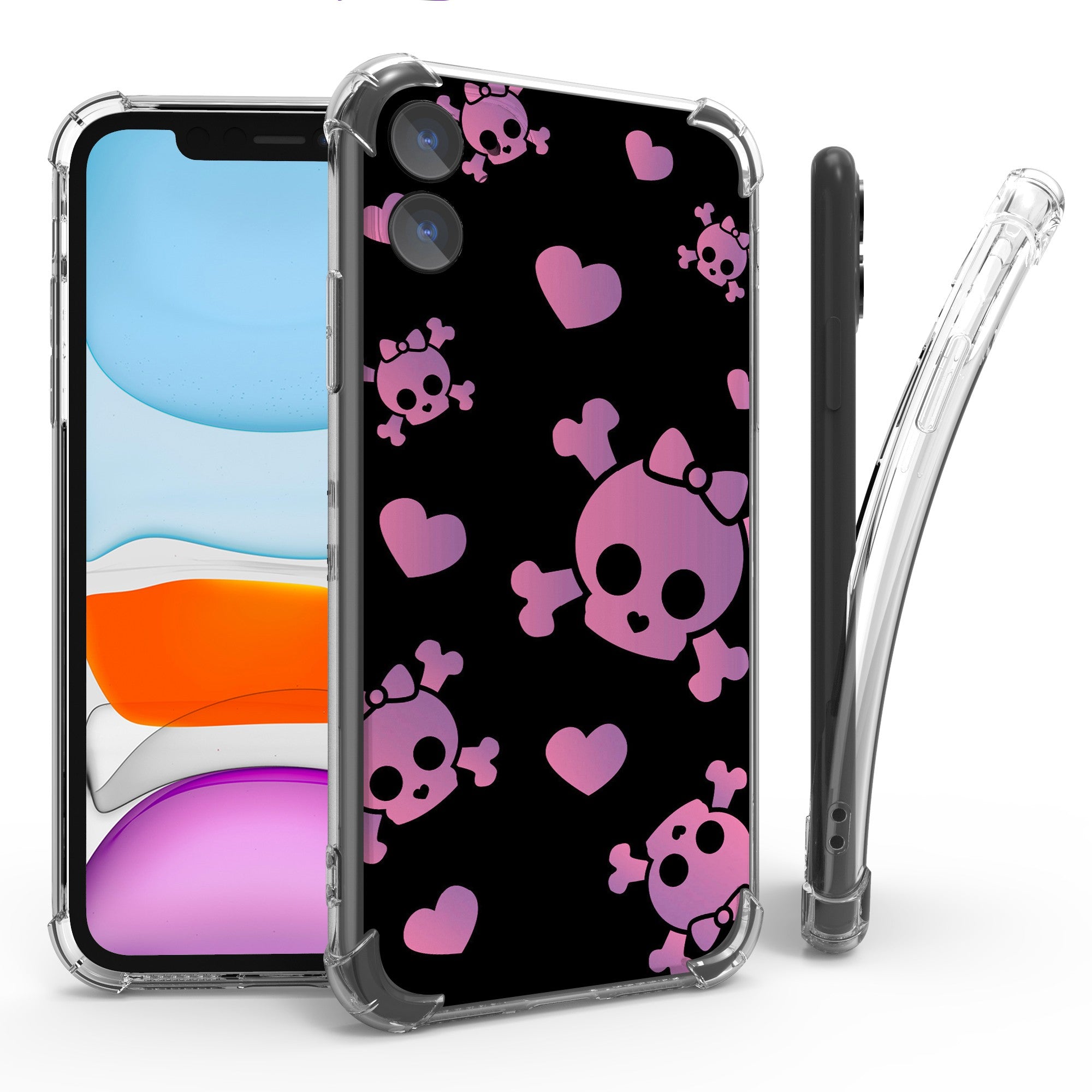 Flex Gel Camera Cover Designed For Apple iPhone 11 6.1" Case Transparent Clear and Skull Series