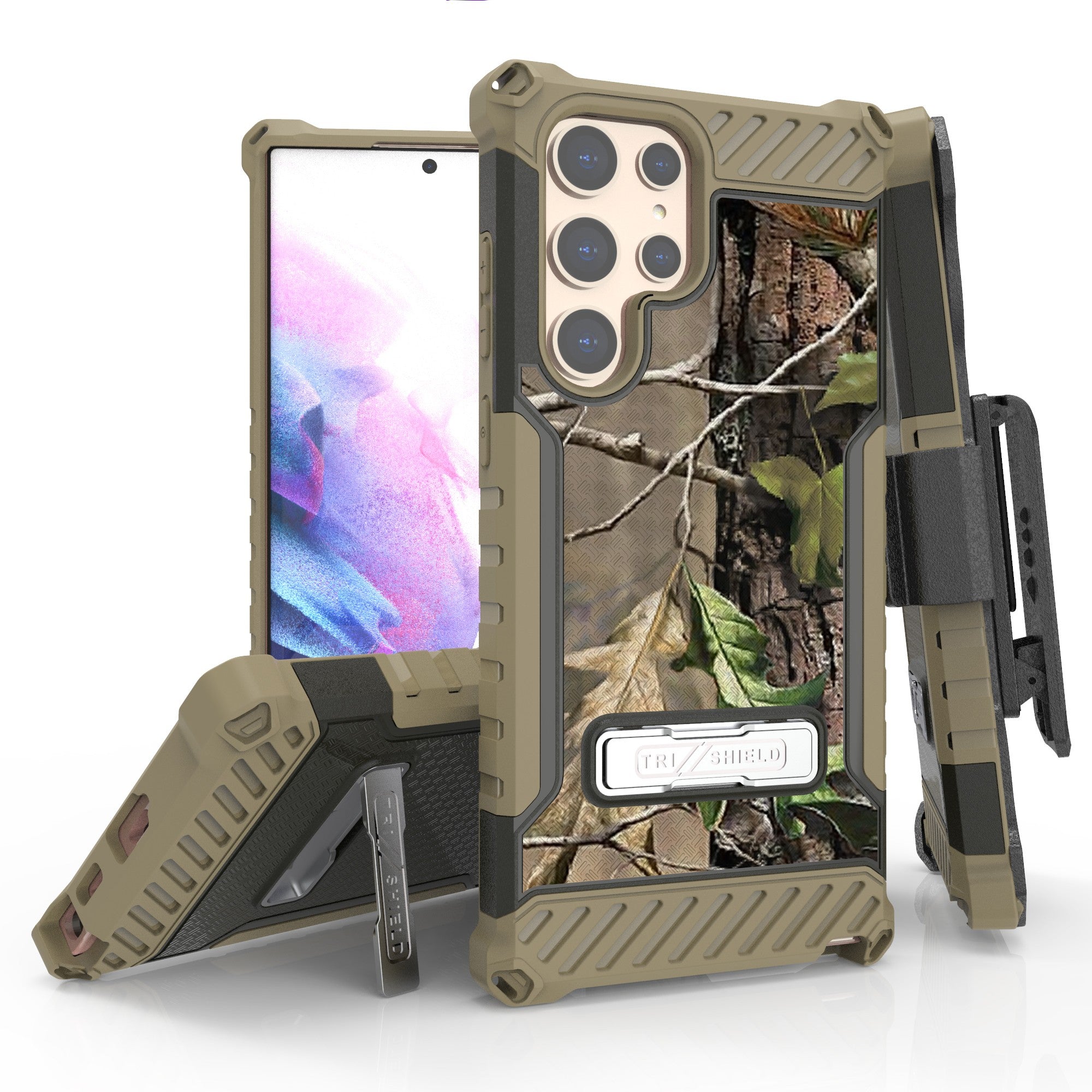Tri Shield Rugged Cover + Holster Designed für Samsung Galaxy S22 Ultra Hülle Bla - Bild 11 von 59