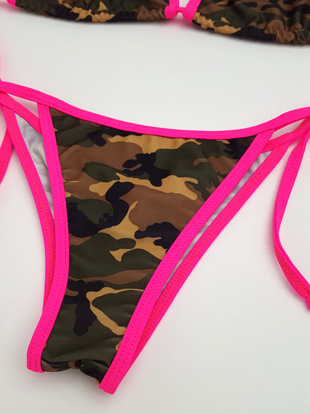 Camouflage with Pink Micro Scrunch Bikini | Hunni Bunni