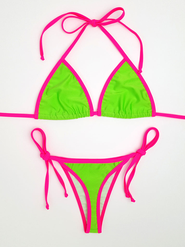 Neon Green with Pink Brazilian Bikini | Hunni Bunni