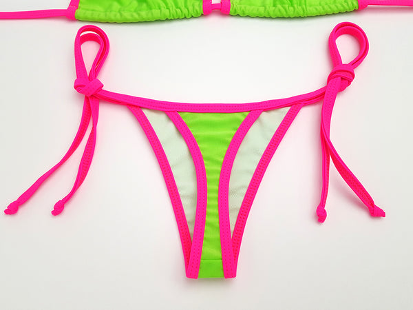 Neon Green with Pink Thong Bikini | Hunni Bunni