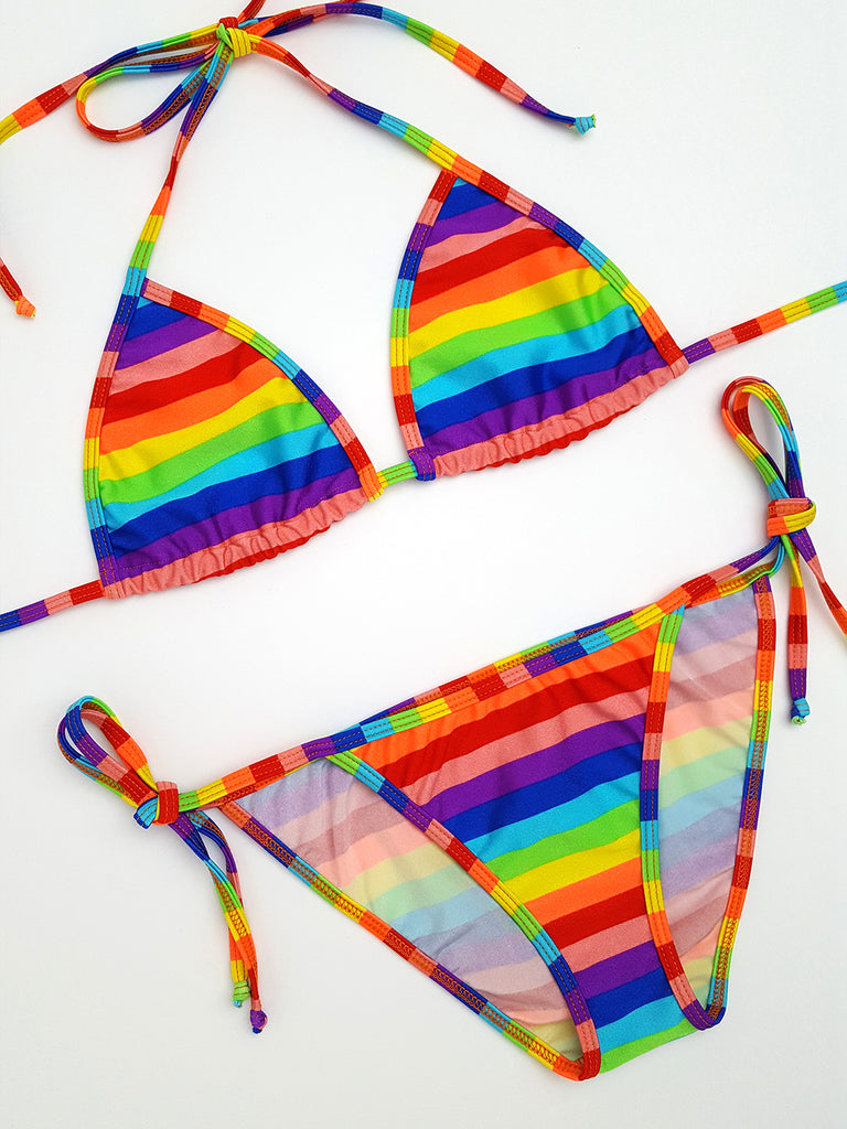 Rainbow Stripes Full Bikini | Hunni Bunni