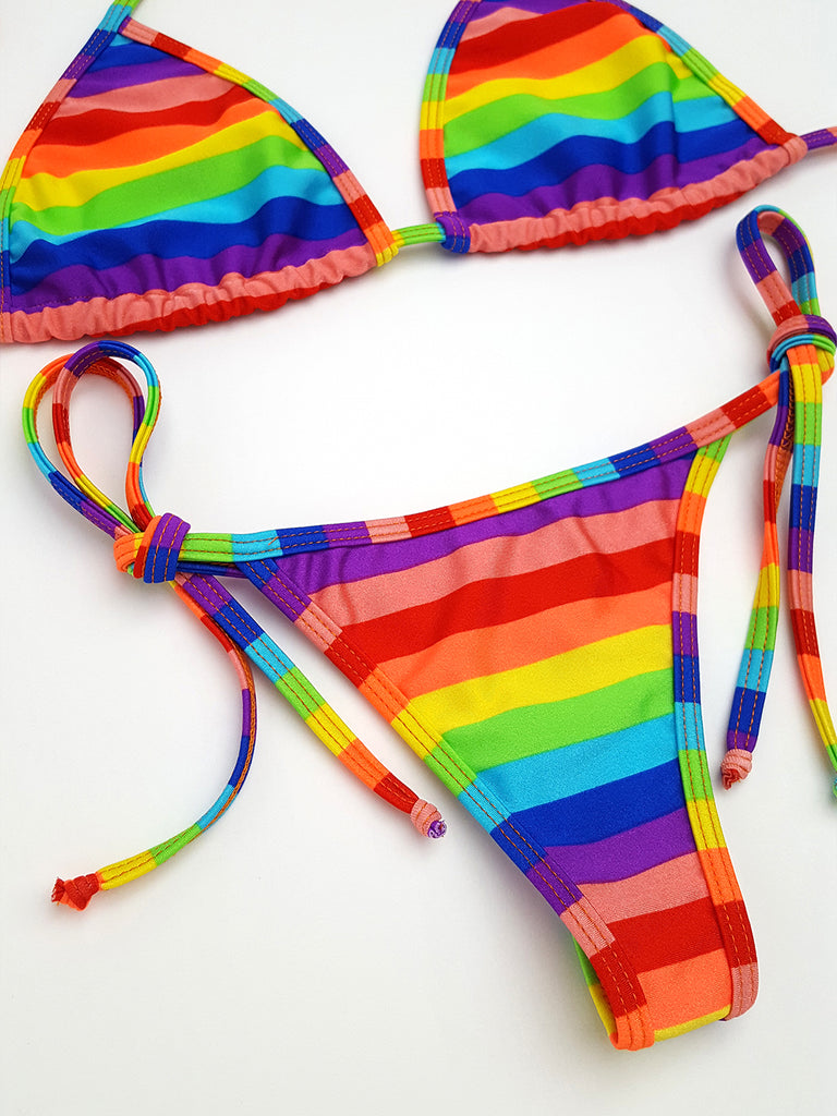 Rainbow Stripes Thong Bikini Hunni Bunni 