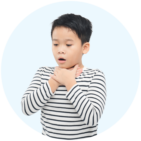 boy with hand on voicebox
