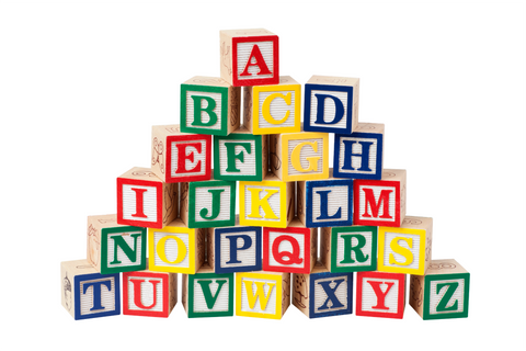 Building blocks featuring the A-Z phonograms