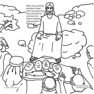 Jesus Feeds the Five Thousand Bible Coloring Card