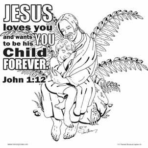 jesus loves me coloring card  12/pk size 6 x 6