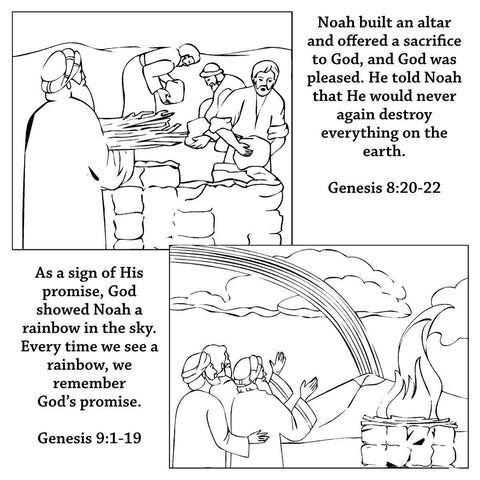 noah bible story coloring cardmemory cross