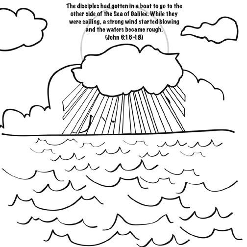 Jesus Walks on Water Coloring Card by Memory Cross