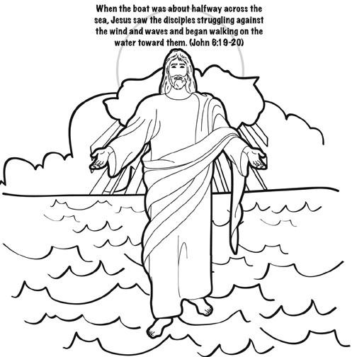 peter walking on water printable coloring pages