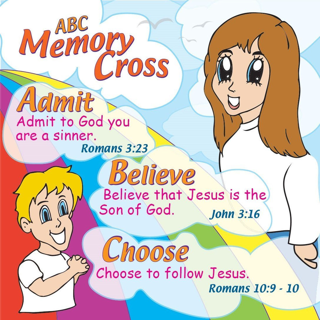 ABC Plan of Salvation for Kids 24 cards per pack. Size 3 3/8 x 3 3/8