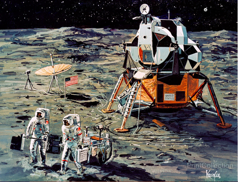 retro lunar Apollo concept art poster