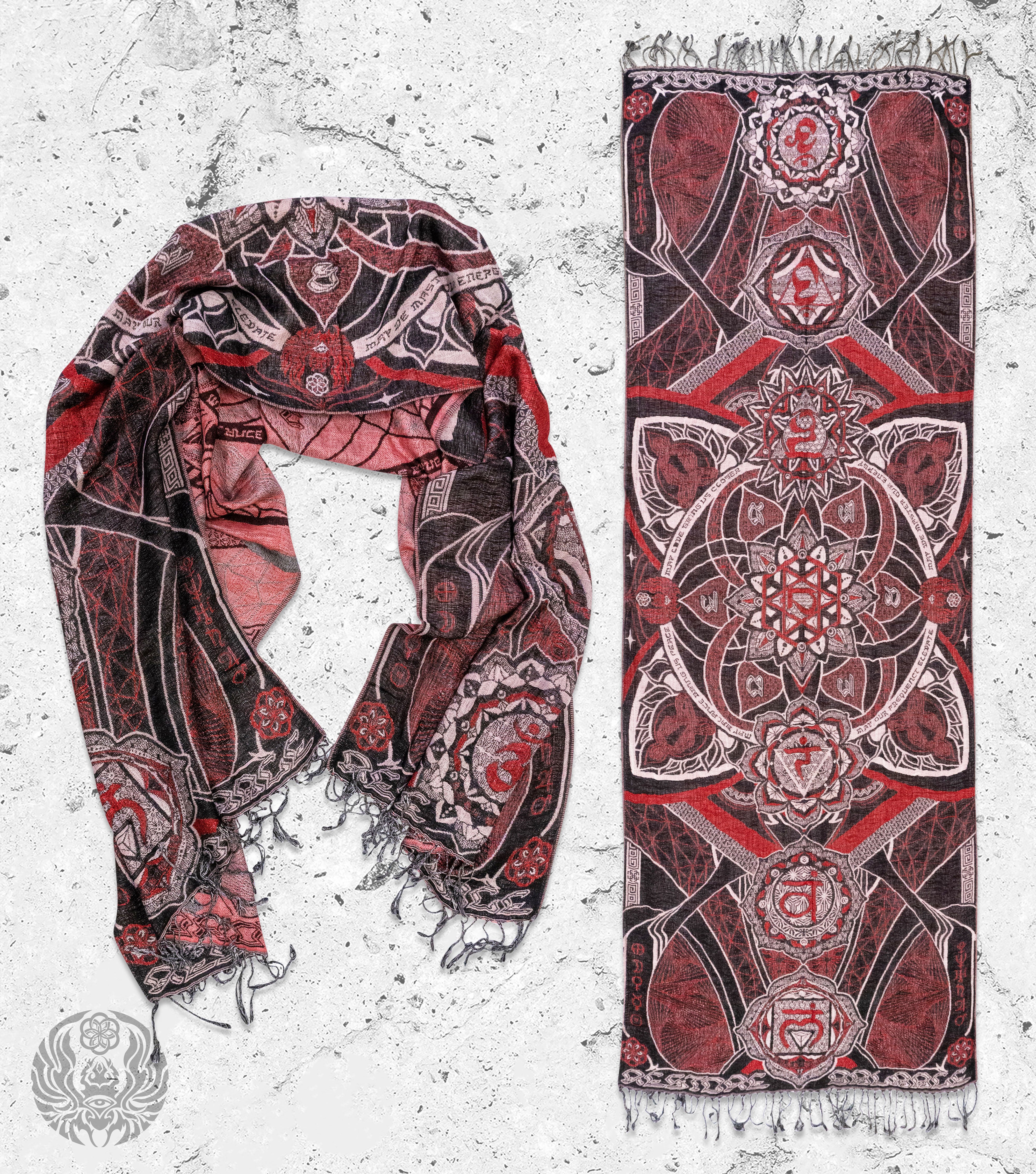 HARMONY HEALS • UV REACTIVE RED • Festival Shawl/Scarf