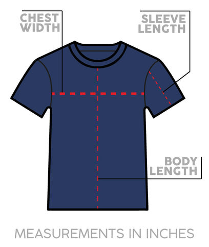 Adult Unisex Tshirt Size Chart, Flat Lay Size Chart, USA Shirt