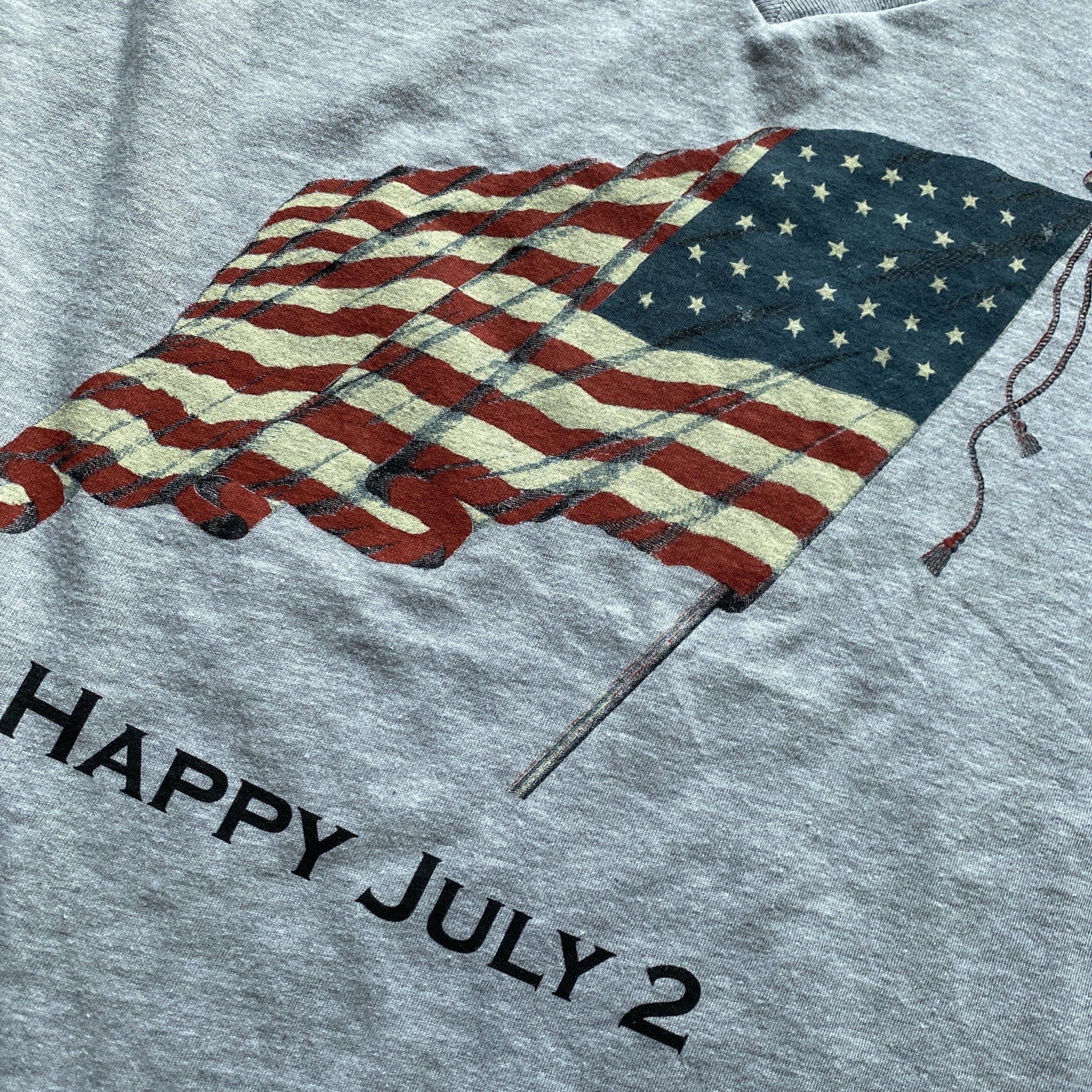 The History List Happy July 2” T-Shirt with John Adams and His Quote on The Back Heather Grey - 90% Cotton / 10% Polycotton Made in The USA / 3XL