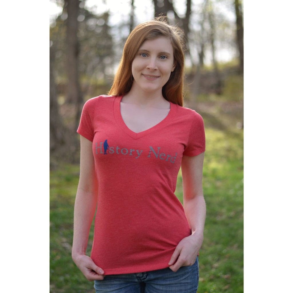 red v neck women's t shirt