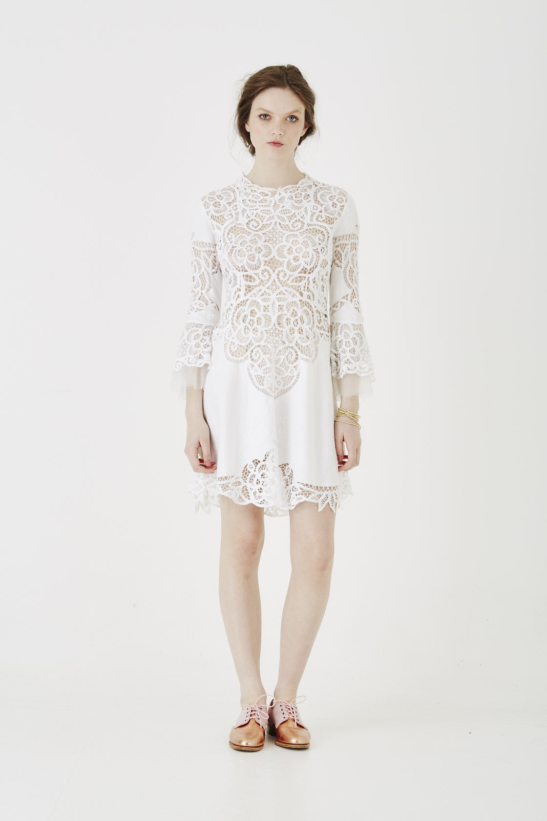 nevenka 'I am a lover' white battenberg lace dress