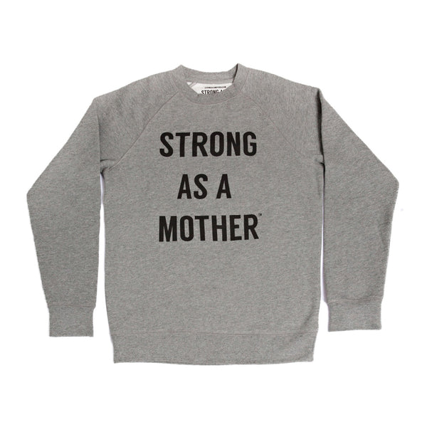 Strong As A Mother | TEXT Women's Crewneck Sweatshirt - Black / Grey