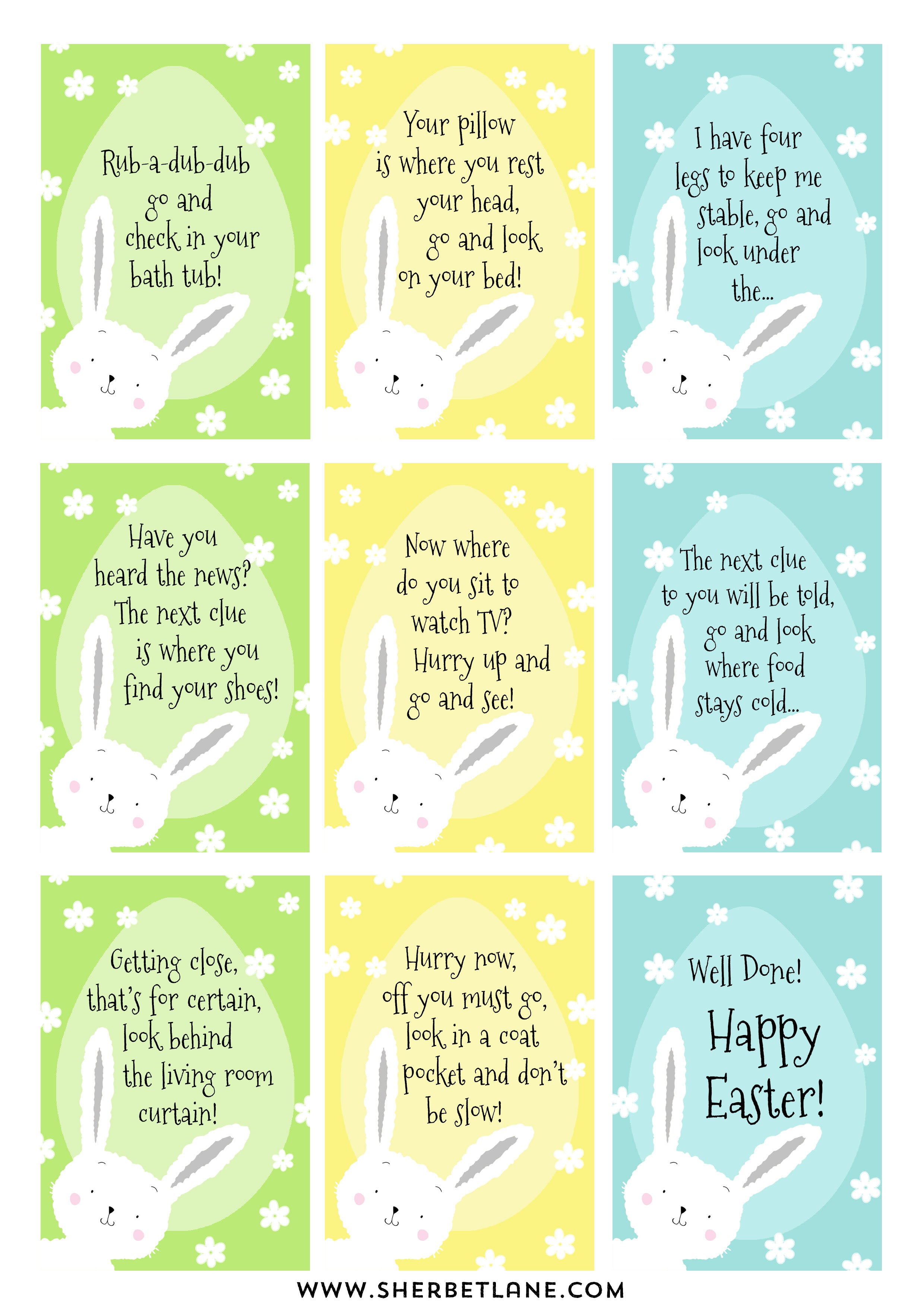 Easter Egg Hunt Clues Printable