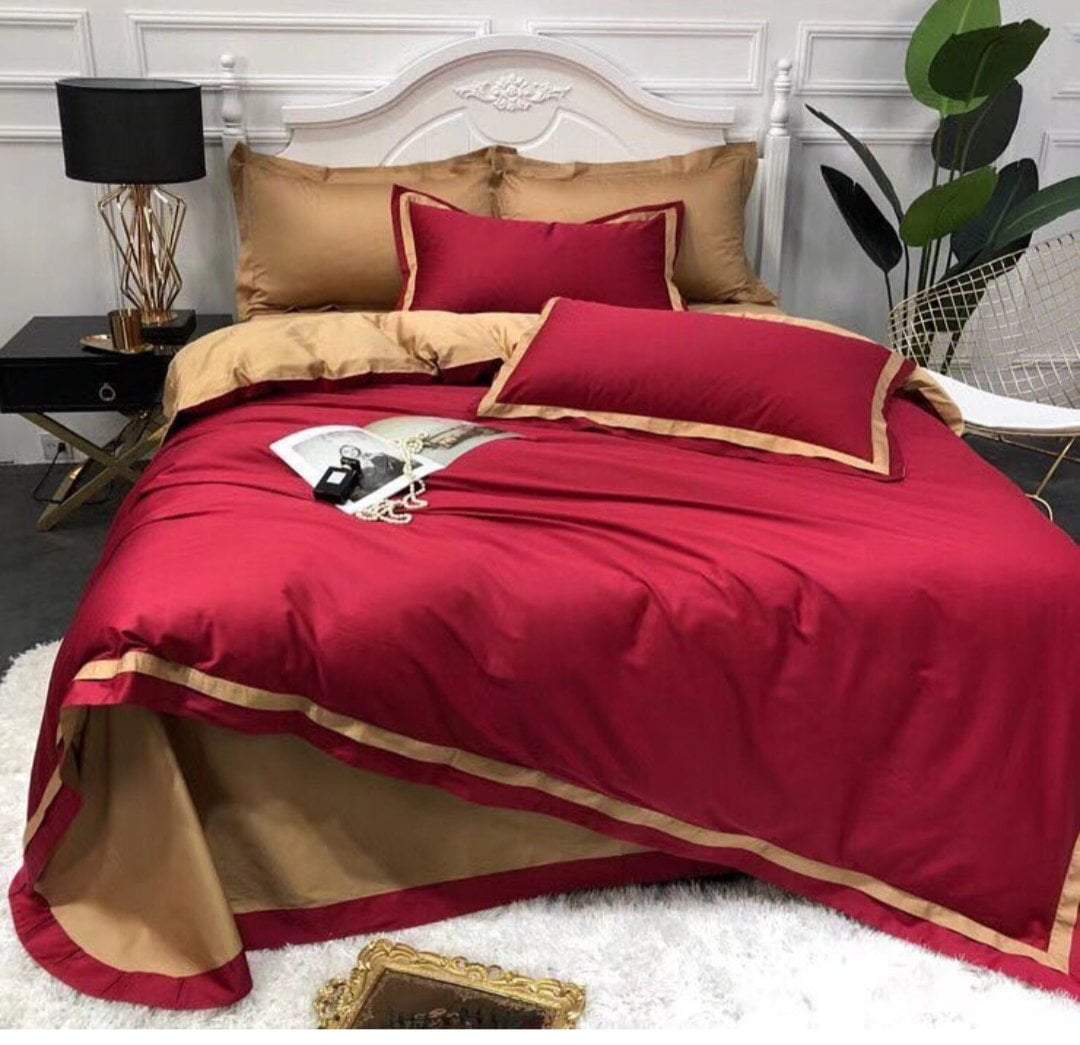 10pc Bedding Set With Duvet Covers 6 Pillow Cases Red Hog