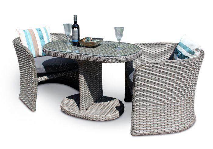 2 Seater Compact Rattan Bistro Furniture Set