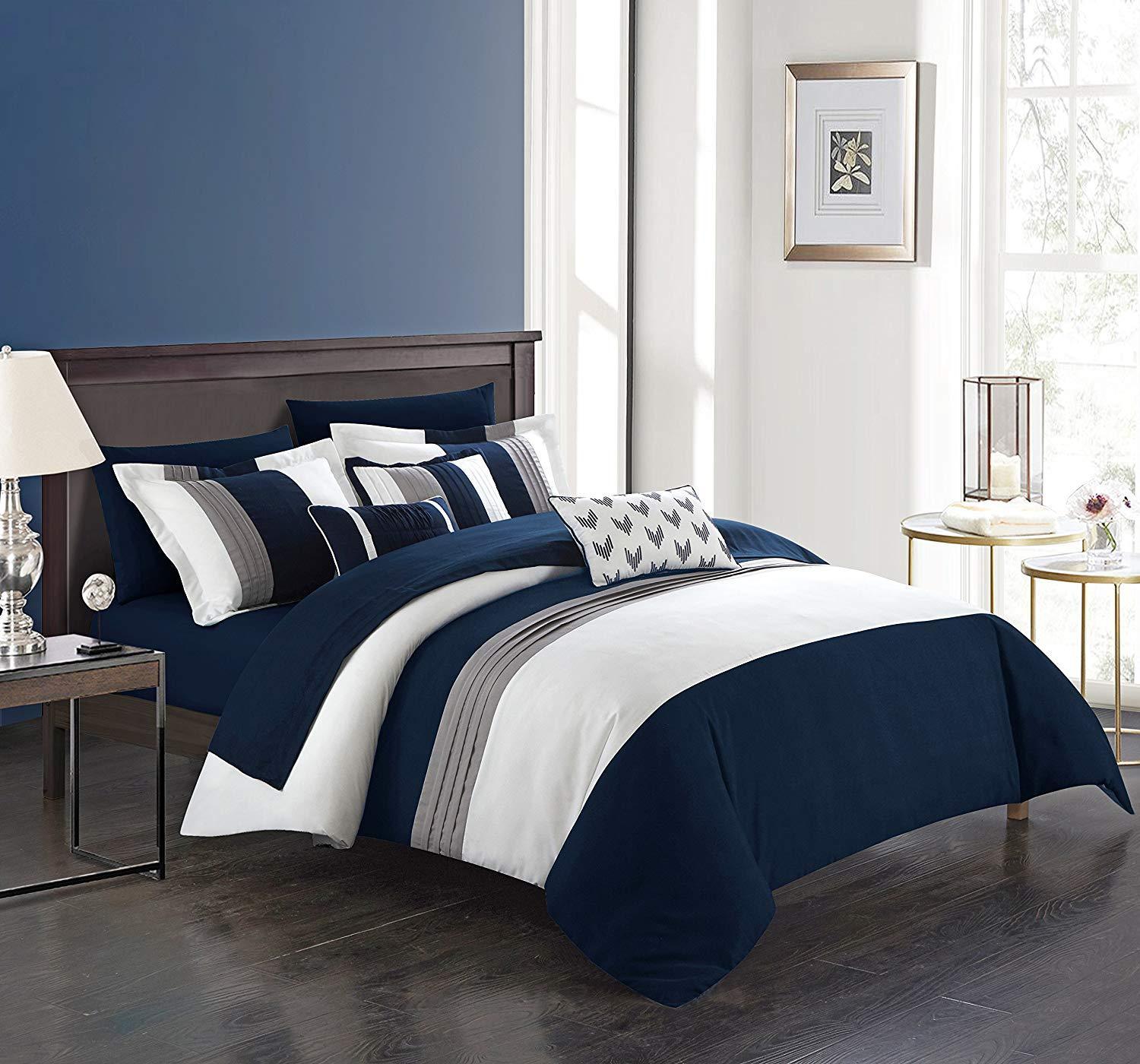 8pc Bedding Set With Duvet Covers 4 Pillow Cases Navy Hog