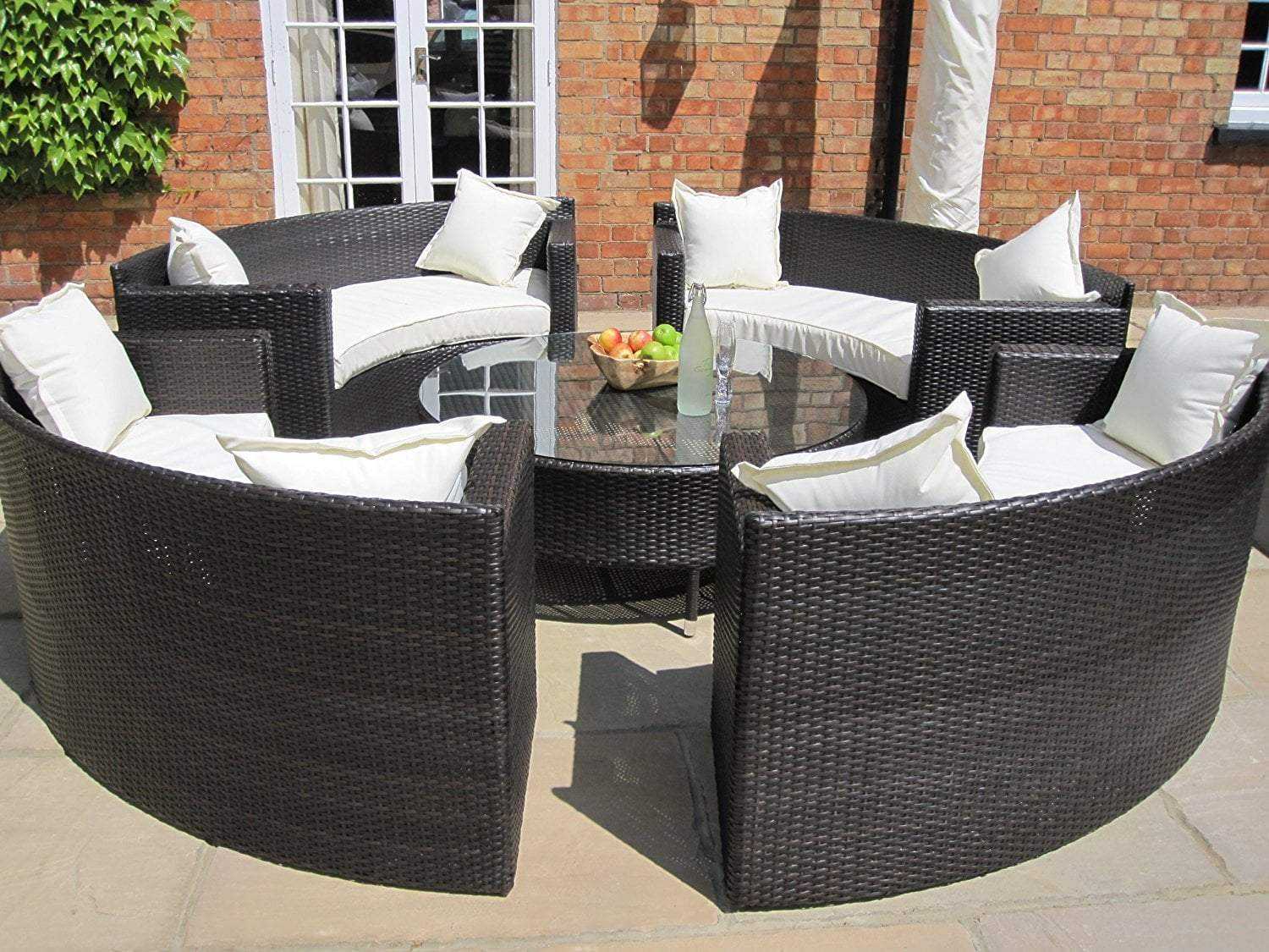 Lauren Luxury Rattan Garden Furniture Circular Sofa and Coffee Table S - HOG Furniture