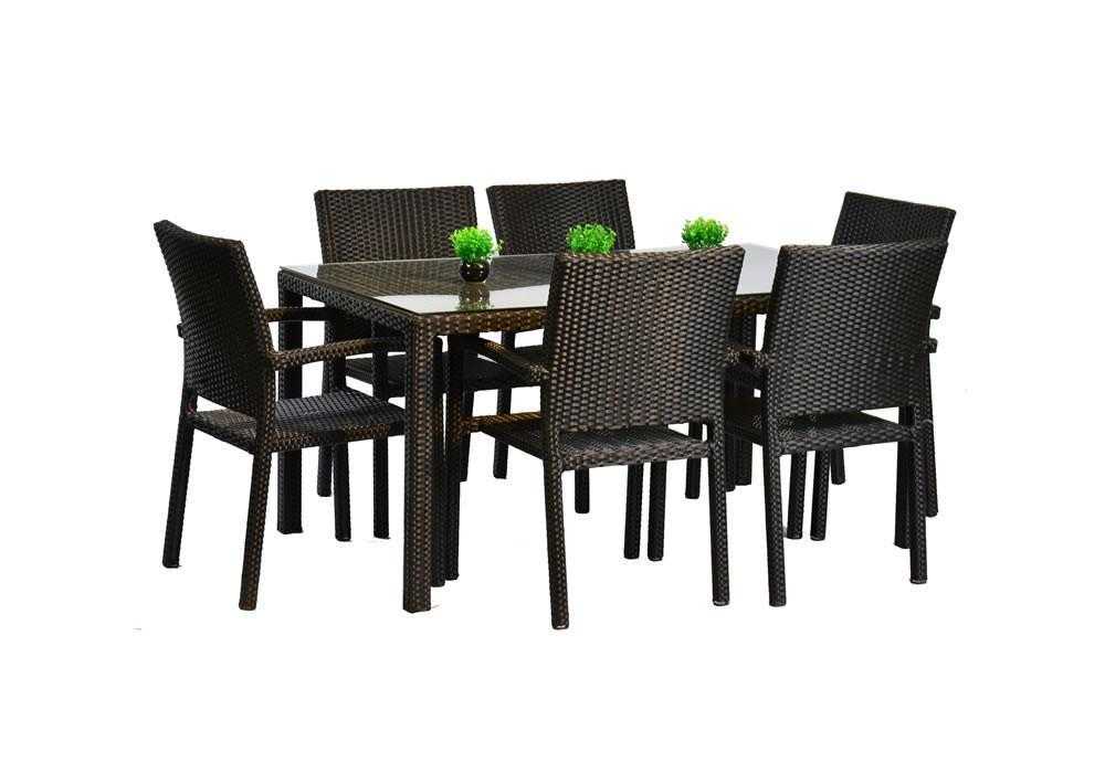 Panama Rattan 6 Seater Rectangular Dining Set – HOG Furniture