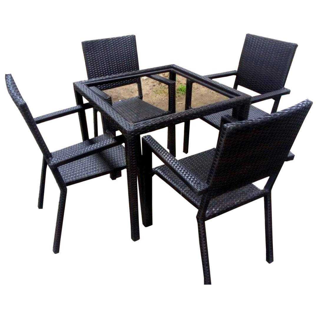 Rattan 4 Seater Square Table Garden Furniture Set