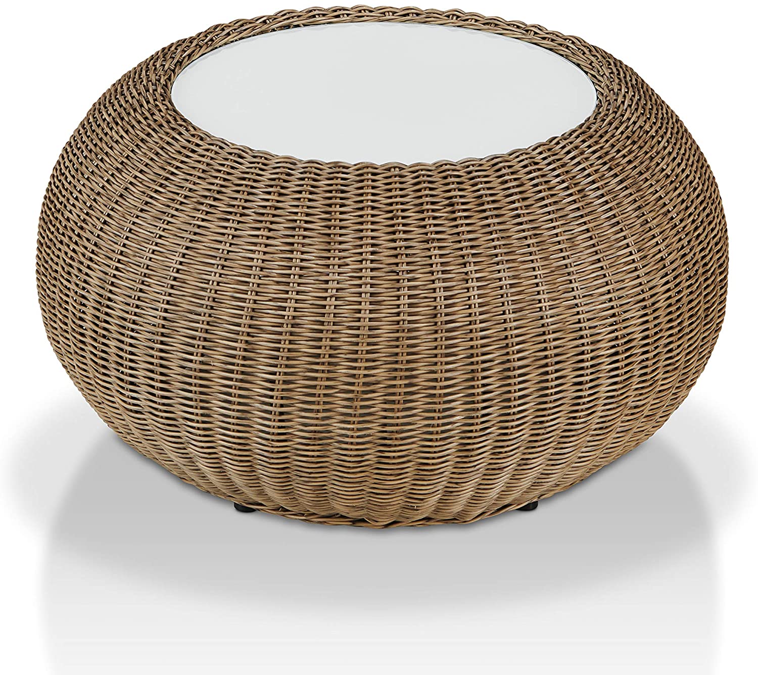 Wicker Outdoor Side Table With Glass Center Hog Furniture