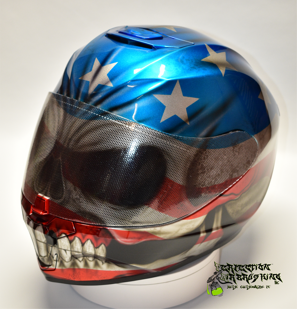 Patriot SKULL Simpson Racing or Motorcycle Helmet – Perfection Airbrushing LLC