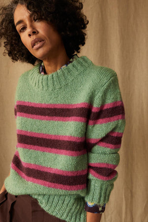 Seafoam Green Cotton Intarsia Sweater