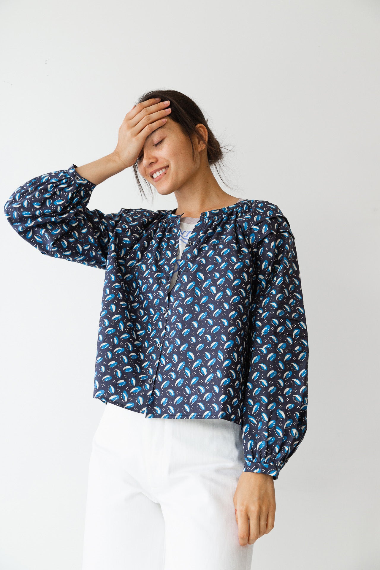 LENA TOP | NAVY COWRY