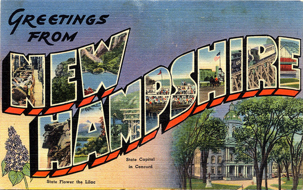 New Hampshire Large Letter Granite State Vintage Postcard (unused) - Vintage Postcard Boutique