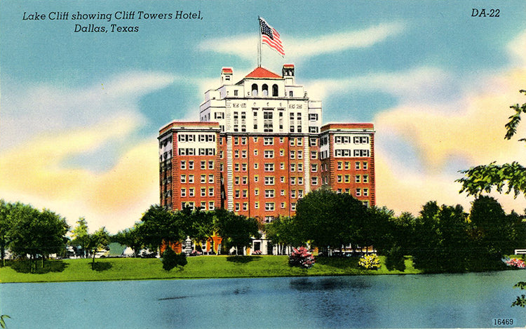 Dallas Texas Lake Cliff And Cliff Towers Hotel Vintage Postcard Unused Vintage Postcard Boutique 