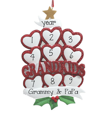 GRANDKIDS WITH 9 HEARTS, MY PERSONALIZED ORNAMENTS