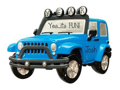 BLUE 4x4 JEEP personalized Ornament My Personalized Ornaments