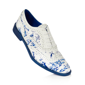 blue and white oxford shoes