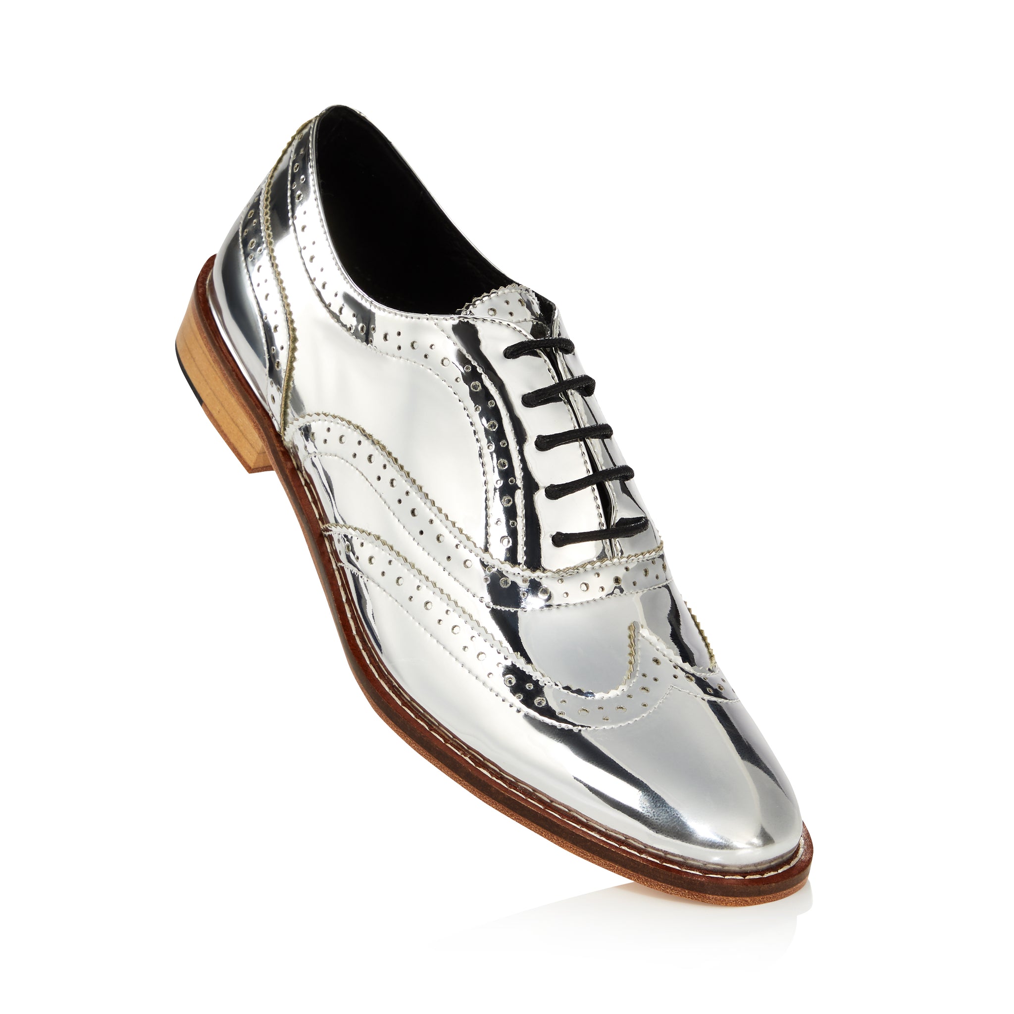 silver brogue shoes
