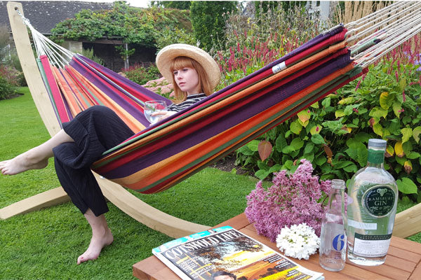 Hammock and bottle of Ramsbury Gin