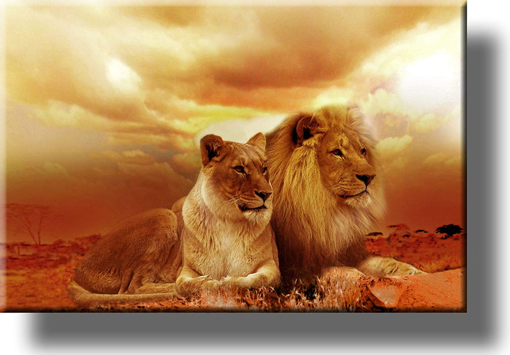 lion and lioness wall art